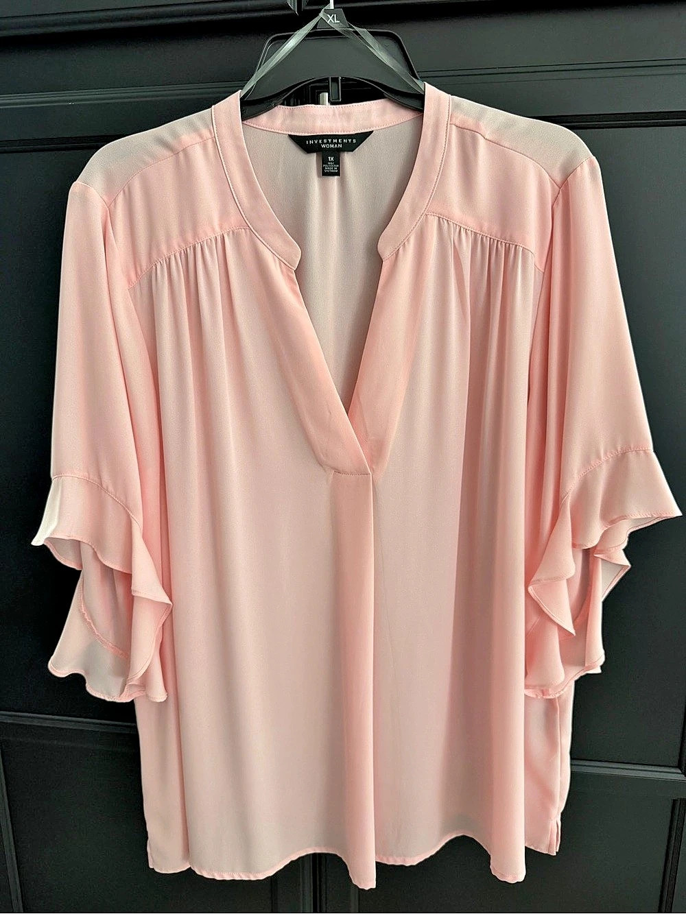Investments Ruffle Sleeve Blouse in Pink Size 1X Like New